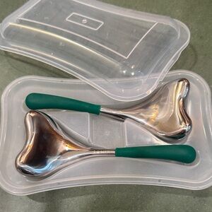 Stainless Steel Facial Massage Tools with Green Handles